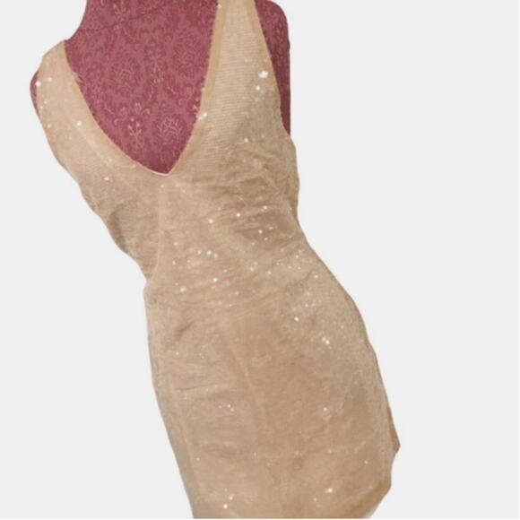 A New Day Champagne Sleeveless V Neck Sequin Mini A Line Dress, Size S - Picture 4 of 10